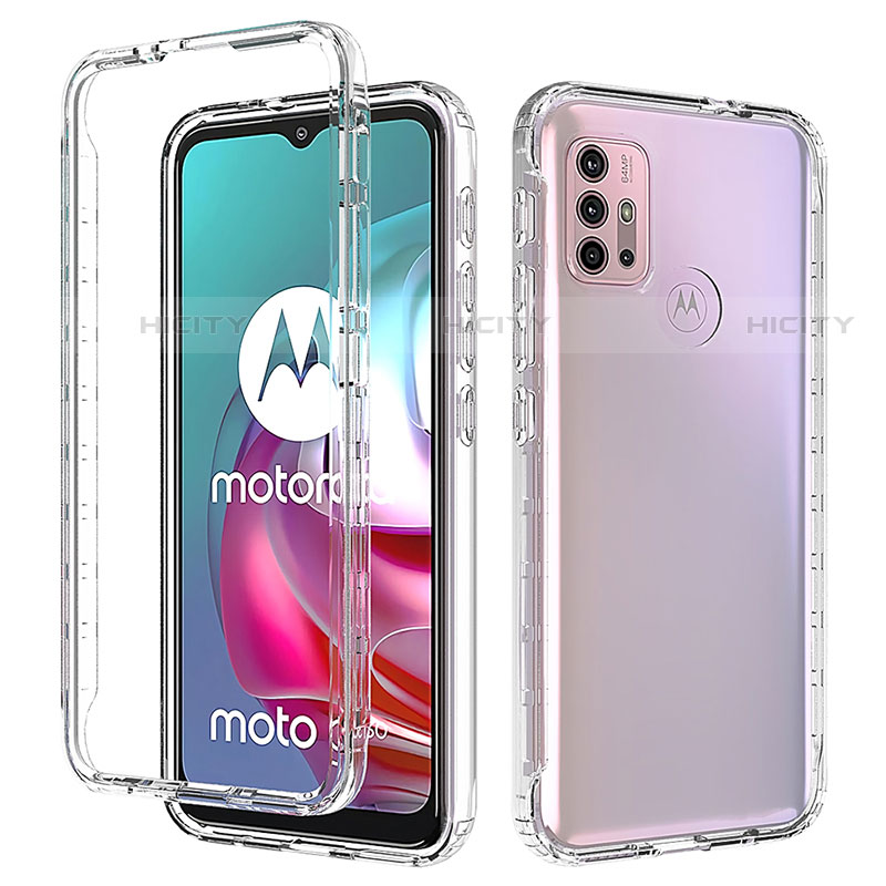 Silikon Hülle Handyhülle Ultra Dünn Flexible Schutzhülle Tasche Transparent Vorder und Rückseite 360 Grad Ganzkörper Farbverlauf für Motorola Moto G10 Power Klar