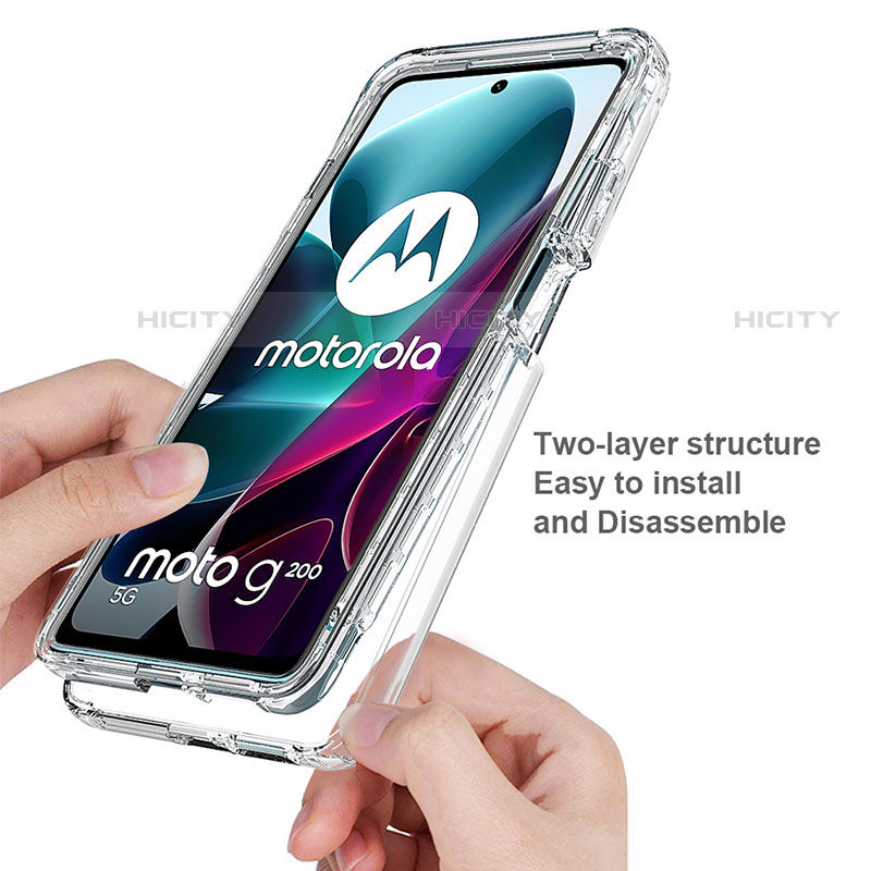 Silikon Hülle Handyhülle Ultra Dünn Flexible Schutzhülle Tasche Transparent Vorder und Rückseite 360 Grad Ganzkörper Farbverlauf für Motorola Moto G200 5G