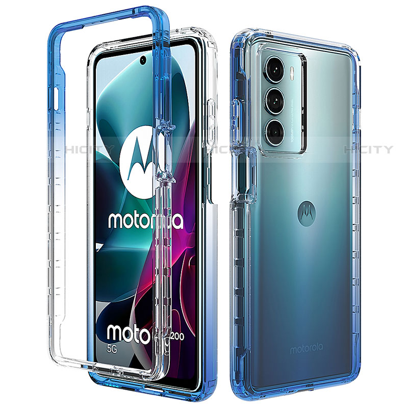 Silikon Hülle Handyhülle Ultra Dünn Flexible Schutzhülle Tasche Transparent Vorder und Rückseite 360 Grad Ganzkörper Farbverlauf für Motorola Moto G200 5G