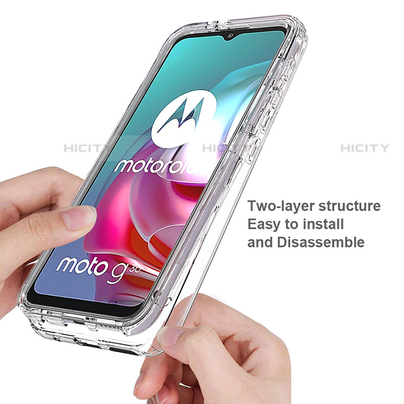 Silikon Hülle Handyhülle Ultra Dünn Flexible Schutzhülle Tasche Transparent Vorder und Rückseite 360 Grad Ganzkörper Farbverlauf für Motorola Moto G30