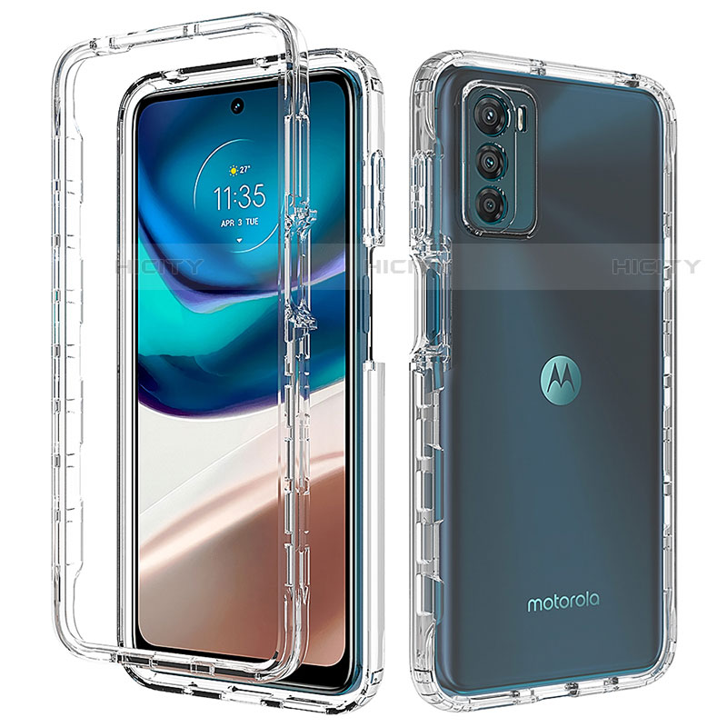 Silikon Hülle Handyhülle Ultra Dünn Flexible Schutzhülle Tasche Transparent Vorder und Rückseite 360 Grad Ganzkörper Farbverlauf für Motorola Moto G42 groß
