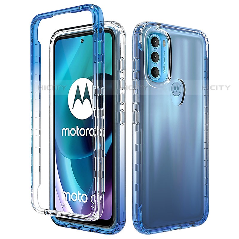 Silikon Hülle Handyhülle Ultra Dünn Flexible Schutzhülle Tasche Transparent Vorder und Rückseite 360 Grad Ganzkörper Farbverlauf für Motorola Moto G71 5G