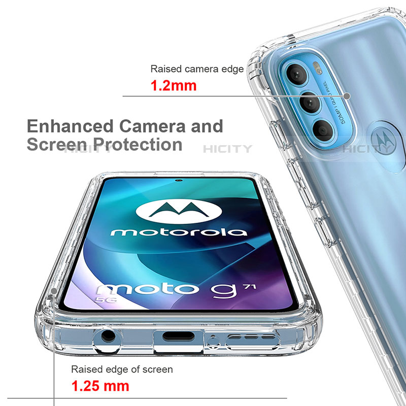 Silikon Hülle Handyhülle Ultra Dünn Flexible Schutzhülle Tasche Transparent Vorder und Rückseite 360 Grad Ganzkörper Farbverlauf für Motorola Moto G71 5G