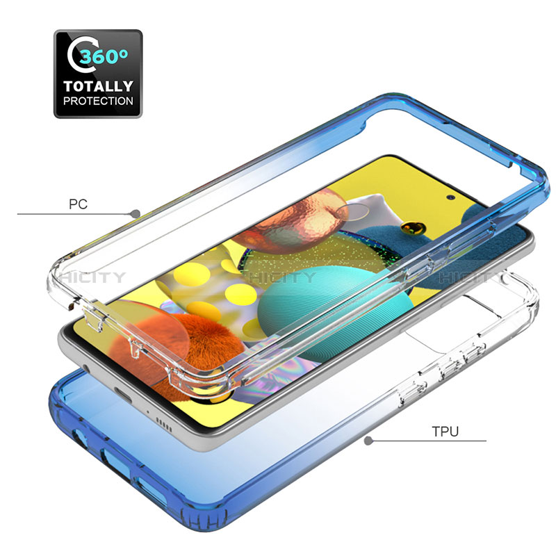 Silikon Hülle Handyhülle Ultra Dünn Flexible Schutzhülle Tasche Transparent Vorder und Rückseite 360 Grad Ganzkörper Farbverlauf JX1 für Samsung Galaxy A51 4G groß