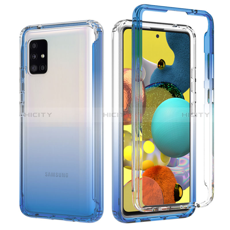 Silikon Hülle Handyhülle Ultra Dünn Flexible Schutzhülle Tasche Transparent Vorder und Rückseite 360 Grad Ganzkörper Farbverlauf JX1 für Samsung Galaxy A51 4G groß
