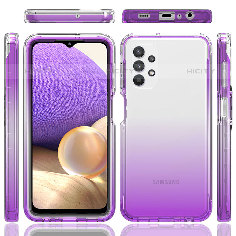 Silikon Hülle Handyhülle Ultra Dünn Flexible Schutzhülle Tasche Transparent Vorder und Rückseite 360 Grad Ganzkörper Farbverlauf JX1 für Samsung Galaxy M32 5G