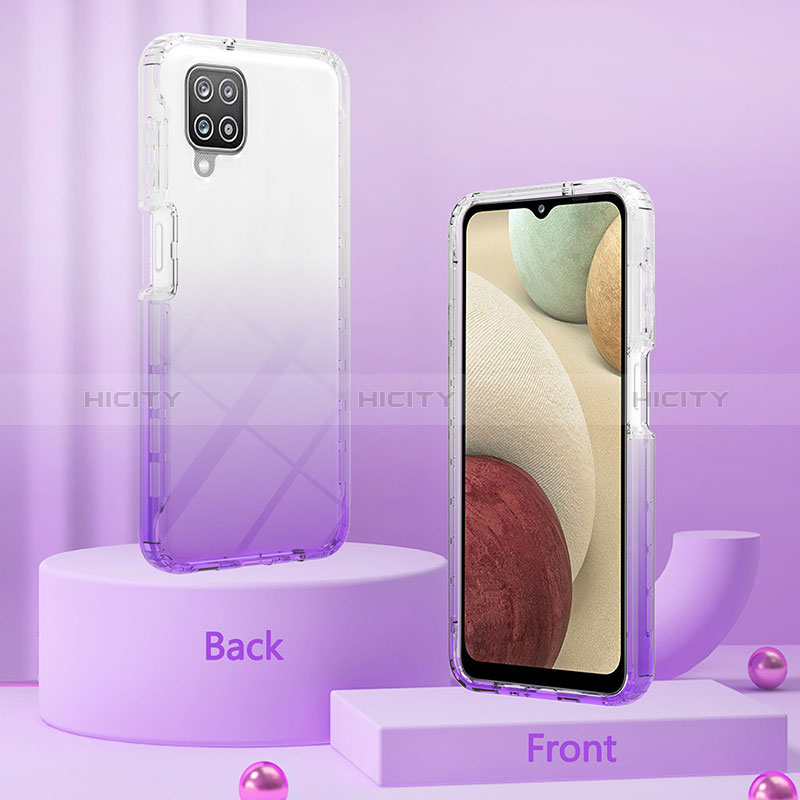 Silikon Hülle Handyhülle Ultra Dünn Flexible Schutzhülle Tasche Transparent Vorder und Rückseite 360 Grad Ganzkörper Farbverlauf YB2 für Samsung Galaxy F12