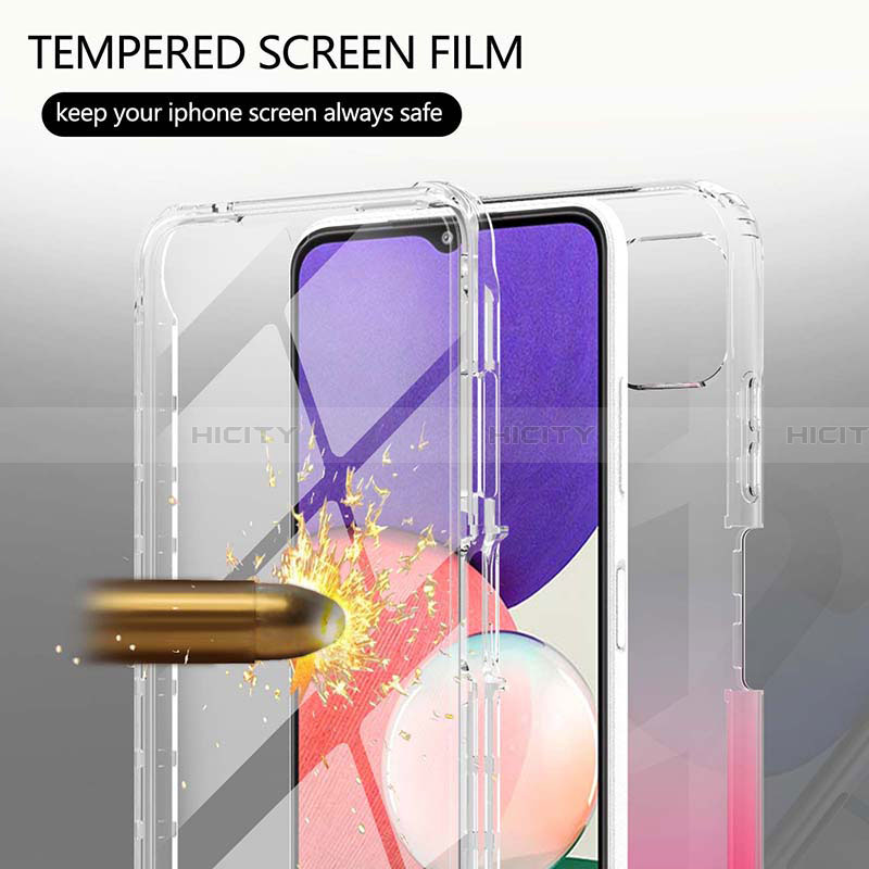 Silikon Hülle Handyhülle Ultra Dünn Flexible Schutzhülle Tasche Transparent Vorder und Rückseite 360 Grad Ganzkörper Farbverlauf ZJ1 für Samsung Galaxy A22 5G