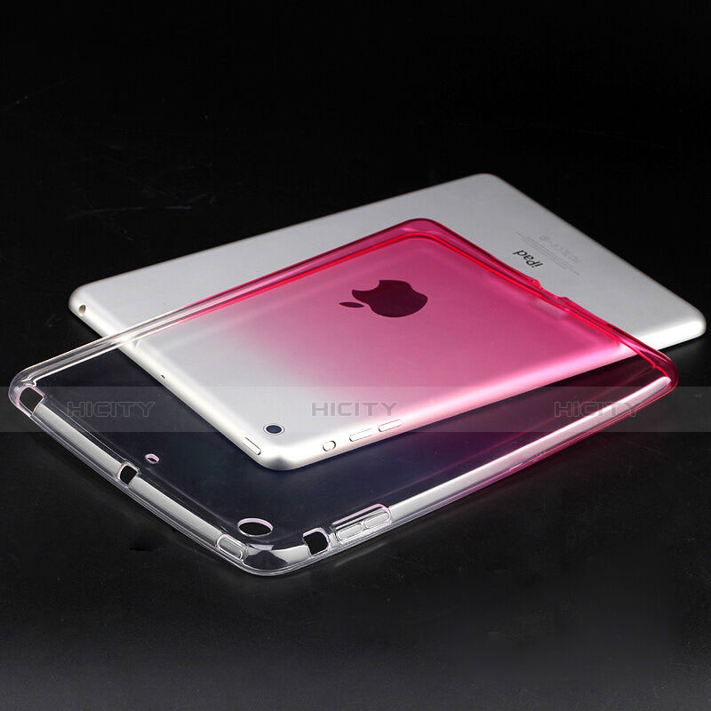 Silikon Hülle Handyhülle Ultra Dünn Schutzhülle Durchsichtig Farbverlauf für Apple iPad Mini 3 Rosa groß
