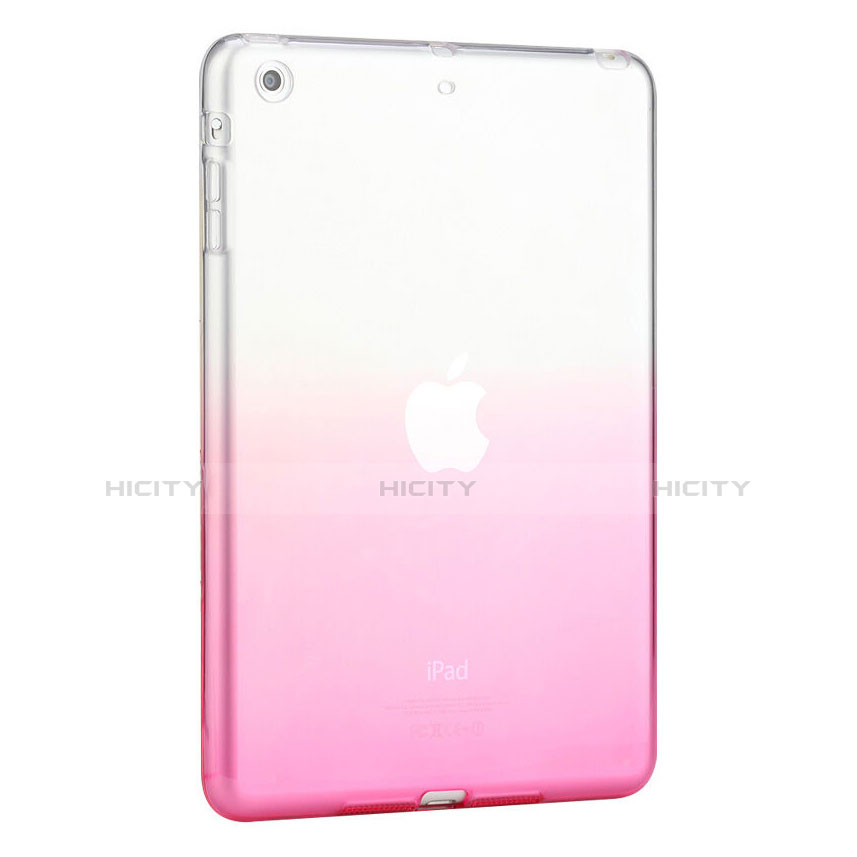 Silikon Hülle Handyhülle Ultra Dünn Schutzhülle Durchsichtig Farbverlauf für Apple iPad Mini Rosa groß