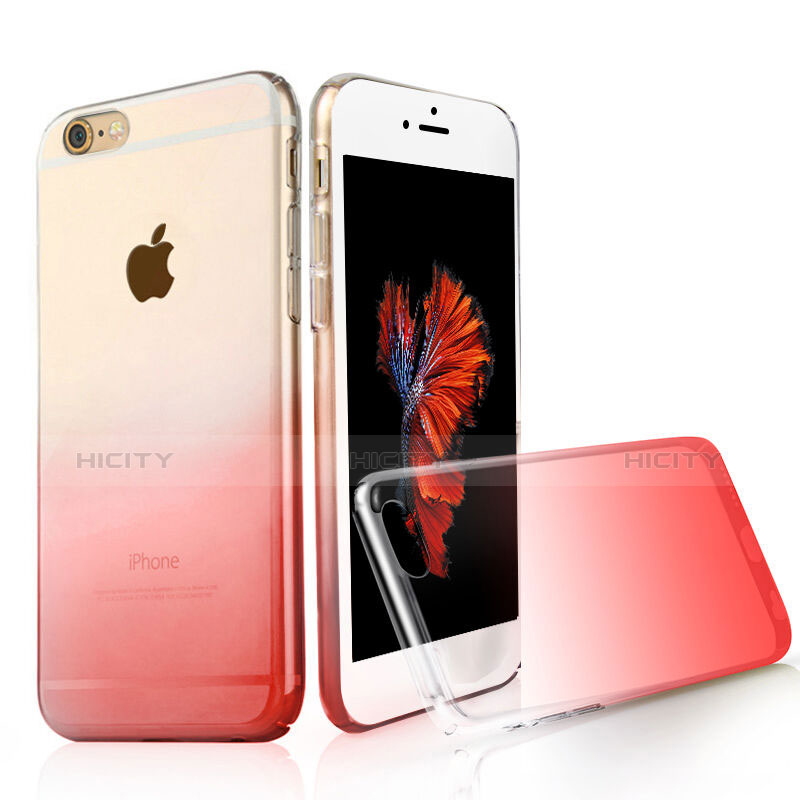 Silikon Hülle Handyhülle Ultra Dünn Schutzhülle Durchsichtig Farbverlauf für Apple iPhone 6S Plus Rot groß