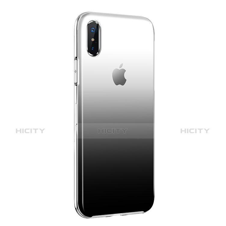 Silikon Hülle Handyhülle Ultra Dünn Schutzhülle Durchsichtig Farbverlauf für Apple iPhone Xs Schwarz Plus