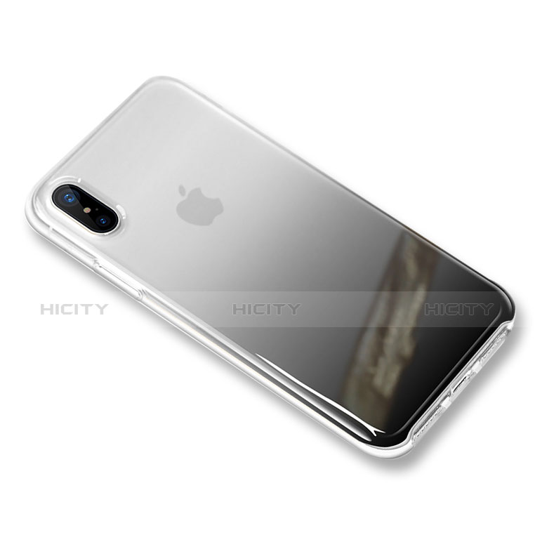 Silikon Hülle Handyhülle Ultra Dünn Schutzhülle Durchsichtig Farbverlauf für Apple iPhone Xs Schwarz groß
