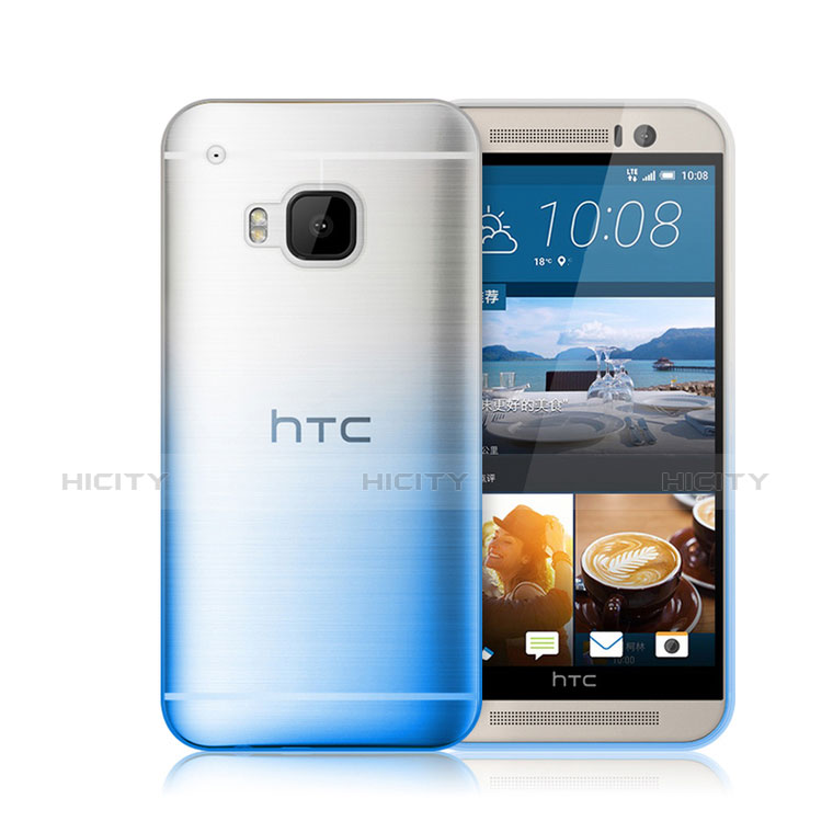 Silikon Hülle Handyhülle Ultra Dünn Schutzhülle Durchsichtig Farbverlauf für HTC One M9 Blau