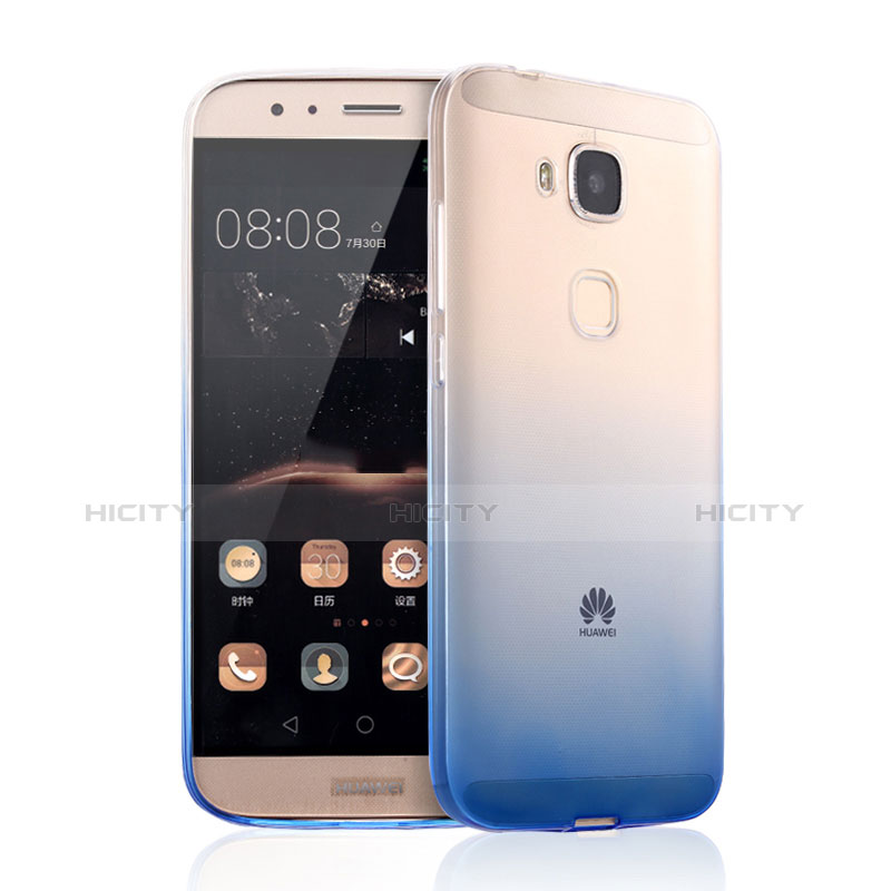 Silikon Hülle Handyhülle Ultra Dünn Schutzhülle Durchsichtig Farbverlauf für Huawei G7 Plus Blau Plus