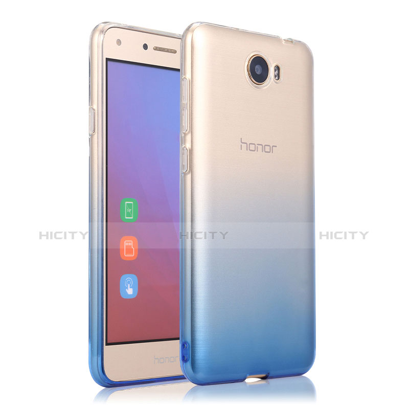 Silikon Hülle Handyhülle Ultra Dünn Schutzhülle Durchsichtig Farbverlauf für Huawei Honor Play 5 Blau groß