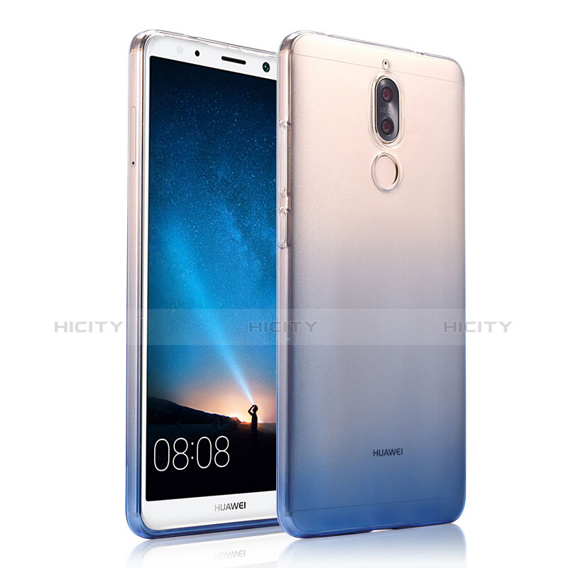 Silikon Hülle Handyhülle Ultra Dünn Schutzhülle Durchsichtig Farbverlauf für Huawei Mate 10 Lite Blau Plus