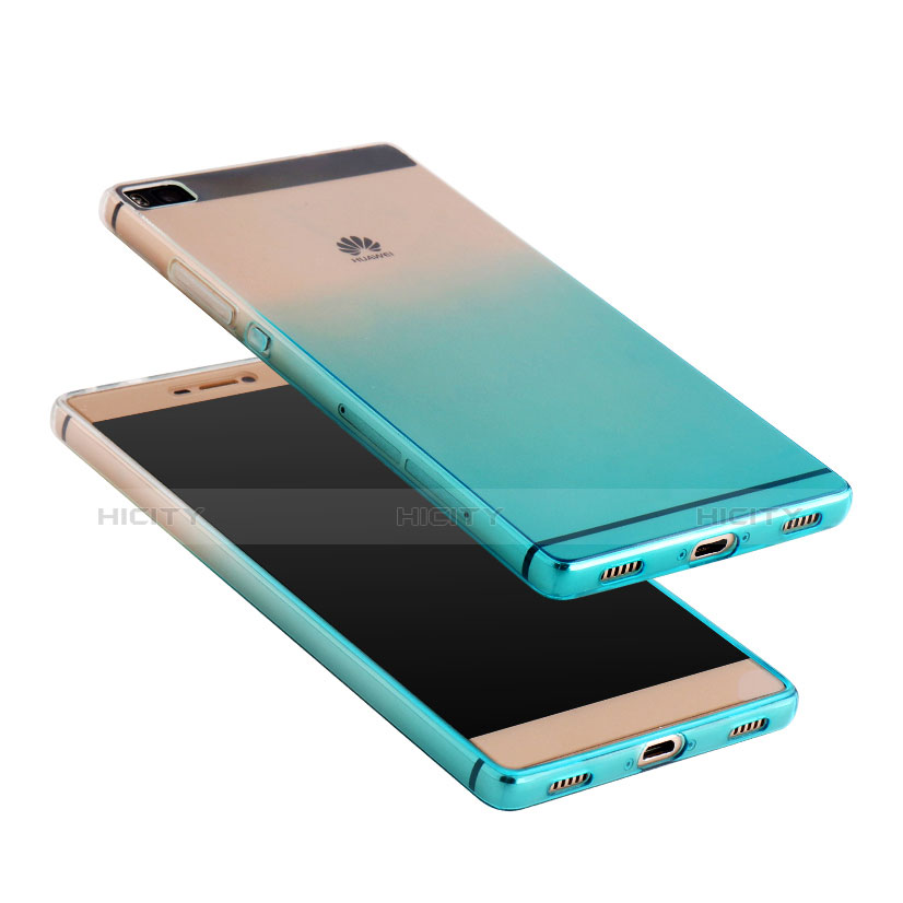 Silikon Hülle Handyhülle Ultra Dünn Schutzhülle Durchsichtig Farbverlauf für Huawei P8 Blau groß