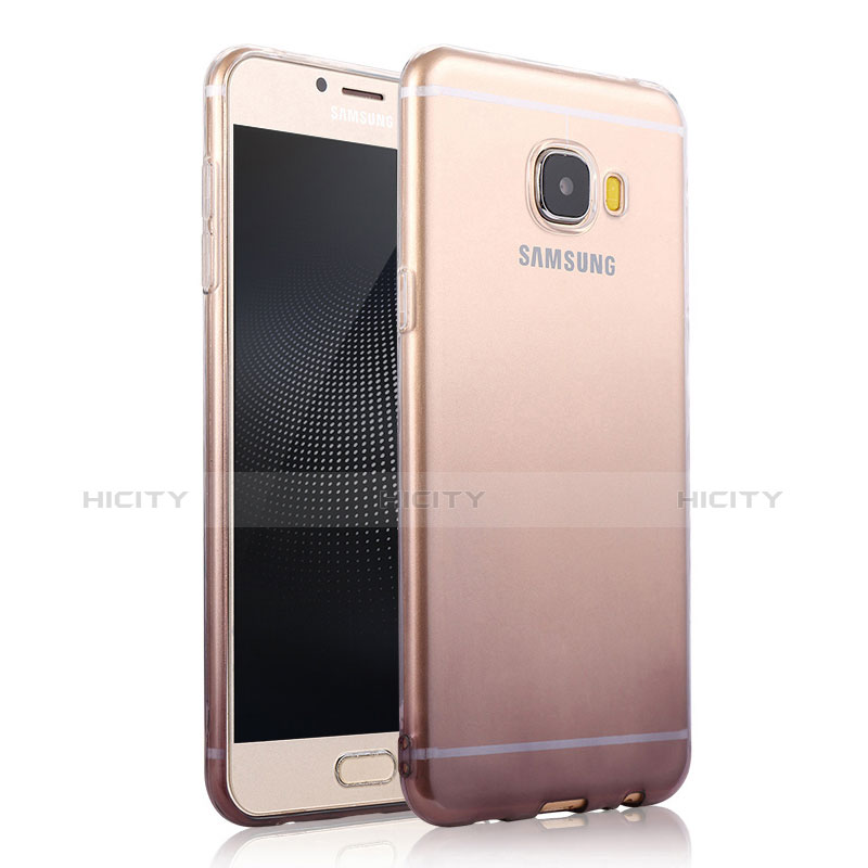 Silikon Hülle Handyhülle Ultra Dünn Schutzhülle Durchsichtig Farbverlauf für Samsung Galaxy C7 SM-C7000 Grau