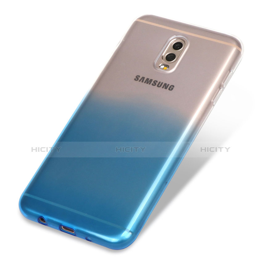 Silikon Hülle Handyhülle Ultra Dünn Schutzhülle Durchsichtig Farbverlauf für Samsung Galaxy J7 Plus Blau