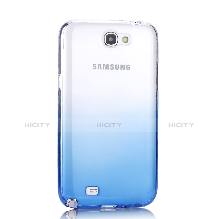 Silikon Hülle Handyhülle Ultra Dünn Schutzhülle Durchsichtig Farbverlauf für Samsung Galaxy Note 2 N7100 N7105 Blau Plus