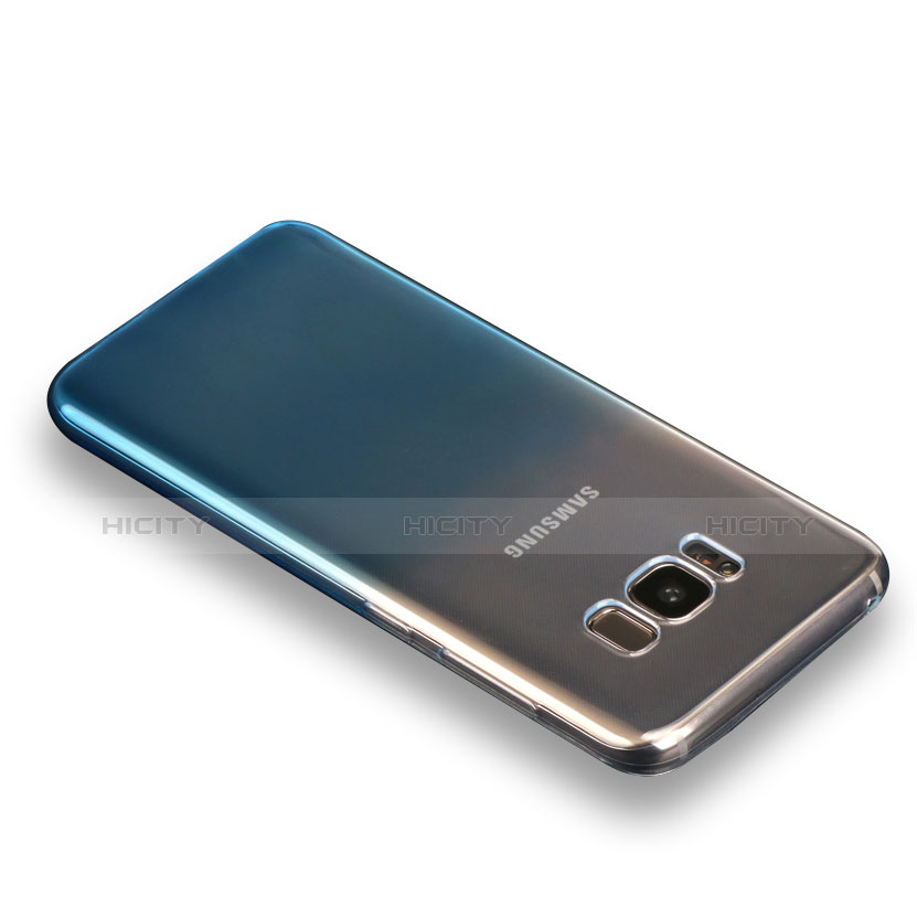 Silikon Hülle Handyhülle Ultra Dünn Schutzhülle Durchsichtig Farbverlauf für Samsung Galaxy S8 Blau groß
