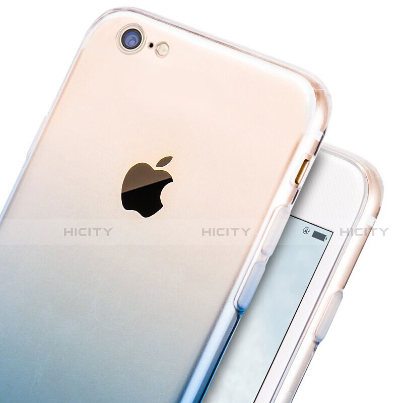 Silikon Hülle Handyhülle Ultra Dünn Schutzhülle Durchsichtig Farbverlauf mit Fingerring Ständer für Apple iPhone SE3 (2022) Blau groß