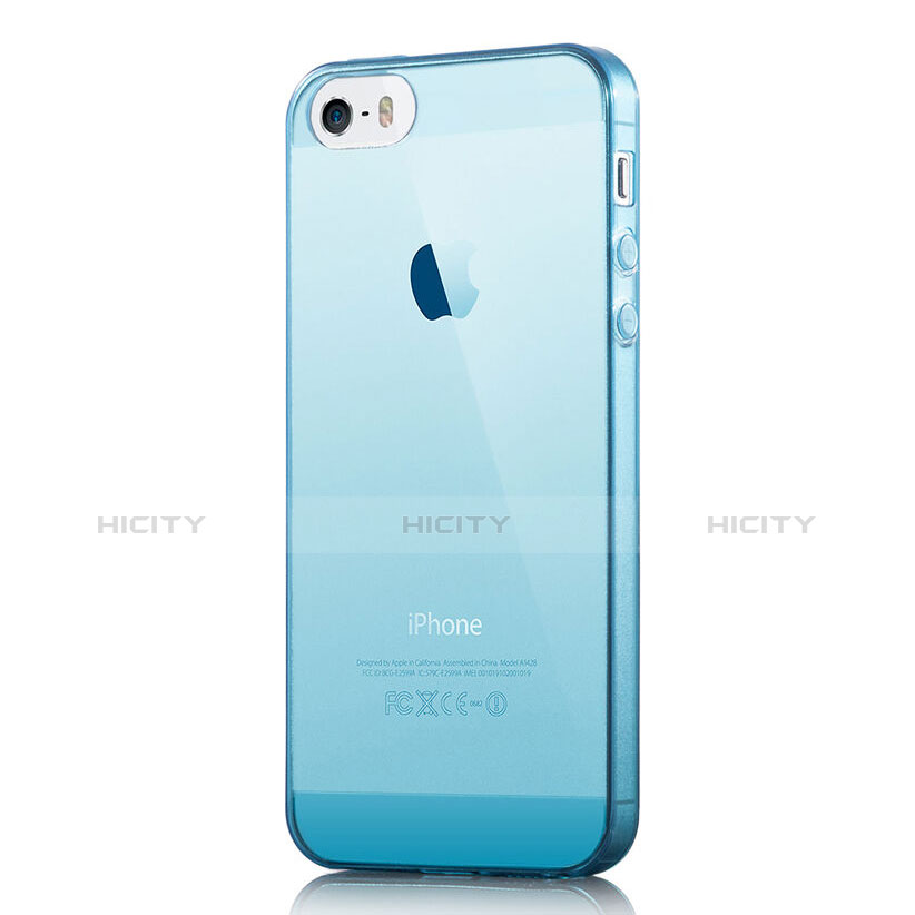 Silikon Hülle Handyhülle Ultra Dünn Schutzhülle Durchsichtig Transparent für Apple iPhone 5 Blau groß