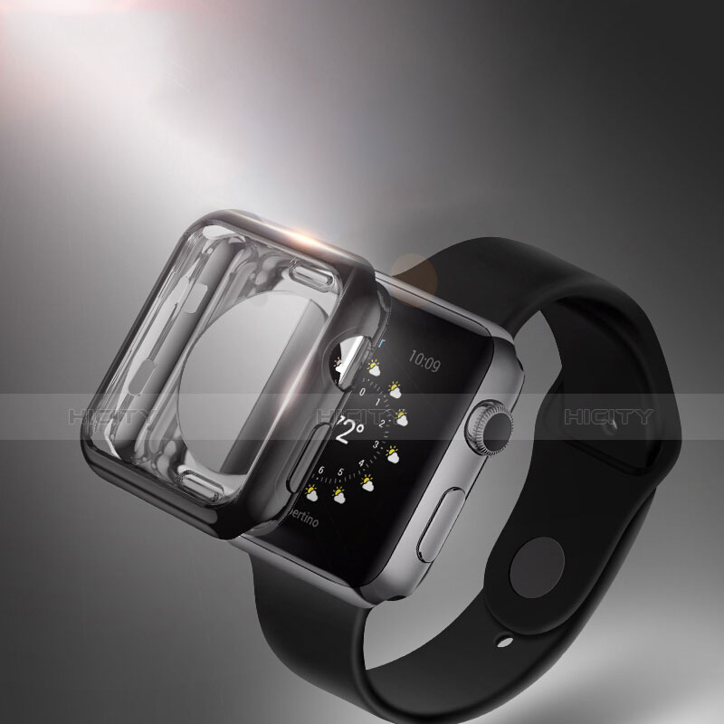 Silikon Hülle Handyhülle Ultra Dünn Schutzhülle Durchsichtig Transparent für Apple iWatch 2 38mm Schwarz Plus