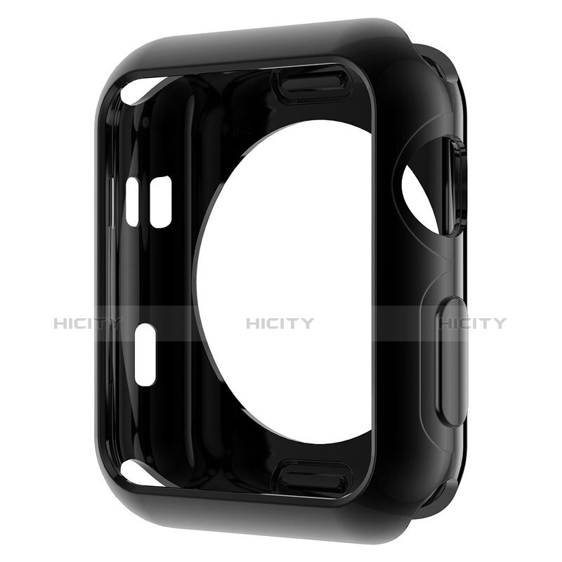 Silikon Hülle Handyhülle Ultra Dünn Schutzhülle Durchsichtig Transparent für Apple iWatch 2 38mm Schwarz groß