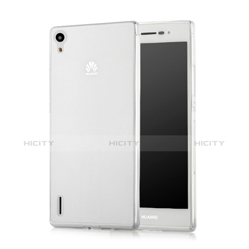 Silikon Hülle Handyhülle Ultra Dünn Schutzhülle Durchsichtig Transparent für Huawei P7 Dual SIM Weiß