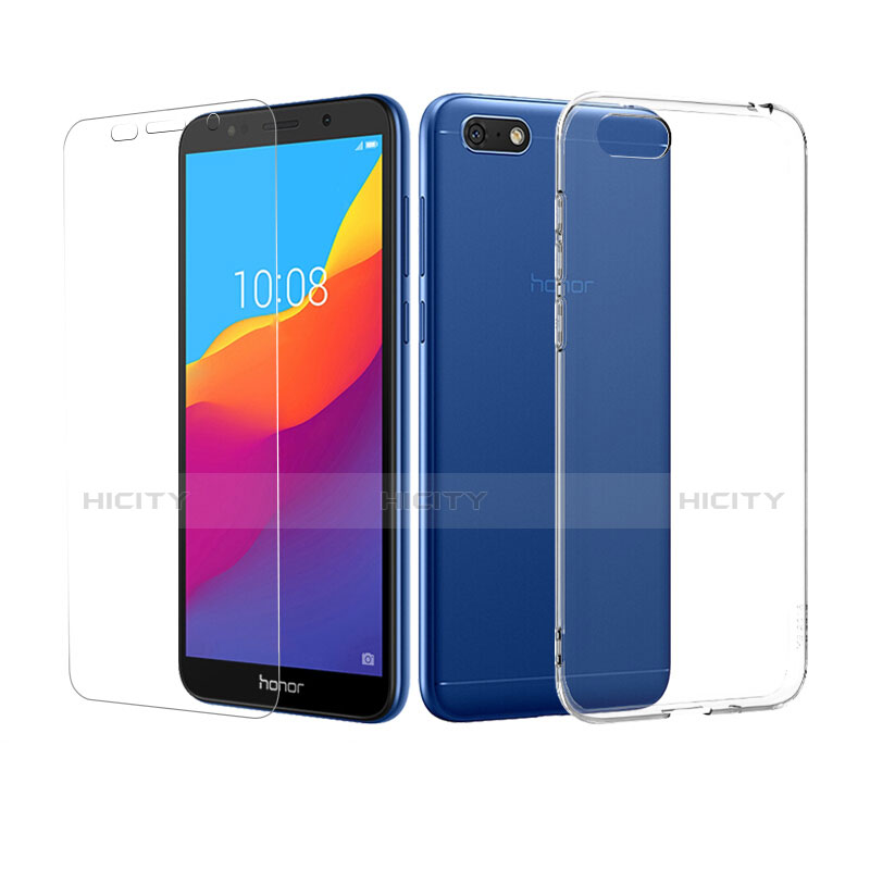 Silikon Hülle Handyhülle Ultra Dünn Schutzhülle Durchsichtig Transparent mit Schutzfolie für Huawei Honor 7S Klar Plus