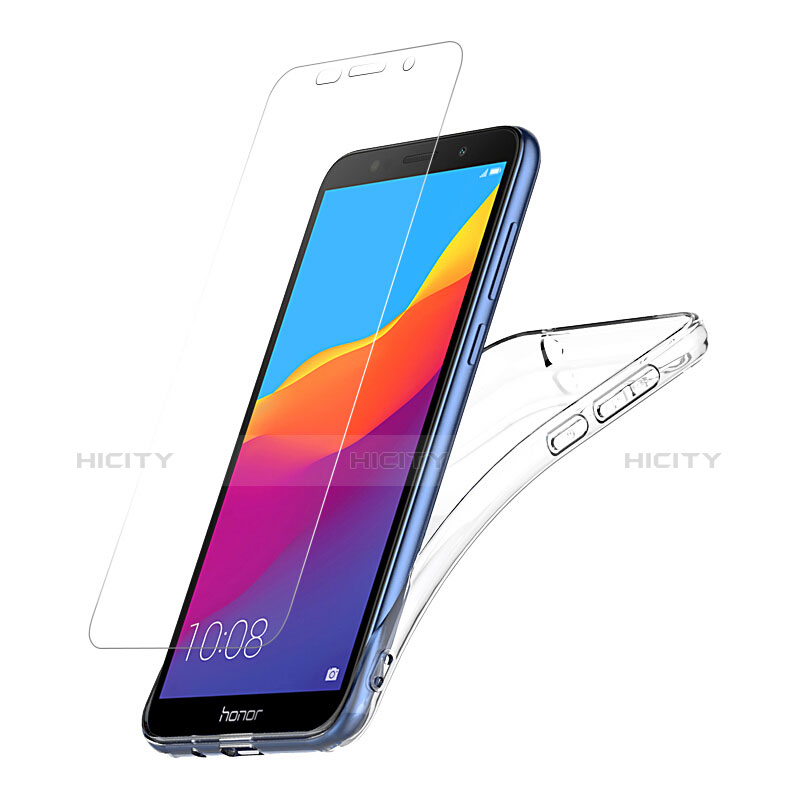 Silikon Hülle Handyhülle Ultra Dünn Schutzhülle Durchsichtig Transparent mit Schutzfolie für Huawei Honor 7S Klar groß
