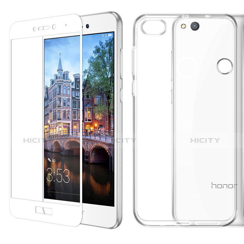 Silikon Hülle Handyhülle Ultra Dünn Schutzhülle Durchsichtig Transparent mit Schutzfolie für Huawei Honor 8 Lite Weiß Plus