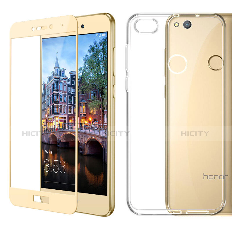 Silikon Hülle Handyhülle Ultra Dünn Schutzhülle Durchsichtig Transparent mit Schutzfolie für Huawei P8 Lite (2017) Gold Plus