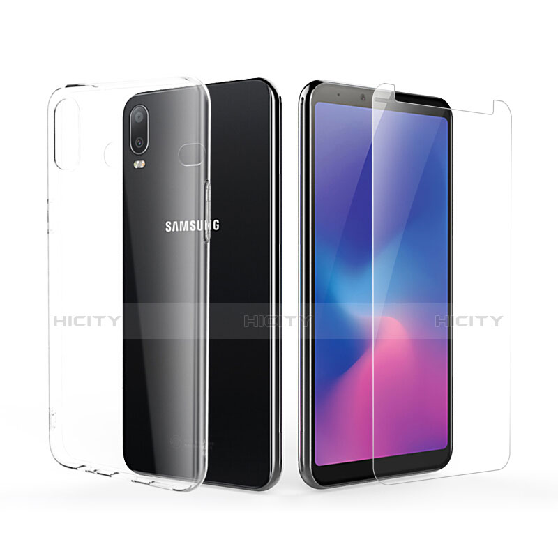 Silikon Hülle Handyhülle Ultra Dünn Schutzhülle Durchsichtig Transparent mit Schutzfolie für Samsung Galaxy A6s Klar Plus