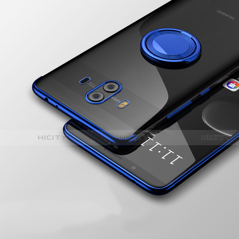 Silikon Hülle Handyhülle Ultra Dünn Schutzhülle Durchsichtig Transparent mit Ständer für Huawei Mate 10 Blau Plus