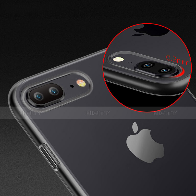 Silikon Hülle Handyhülle Ultra Dünn Schutzhülle Durchsichtig Transparent T03 für Apple iPhone 7 Plus Schwarz groß