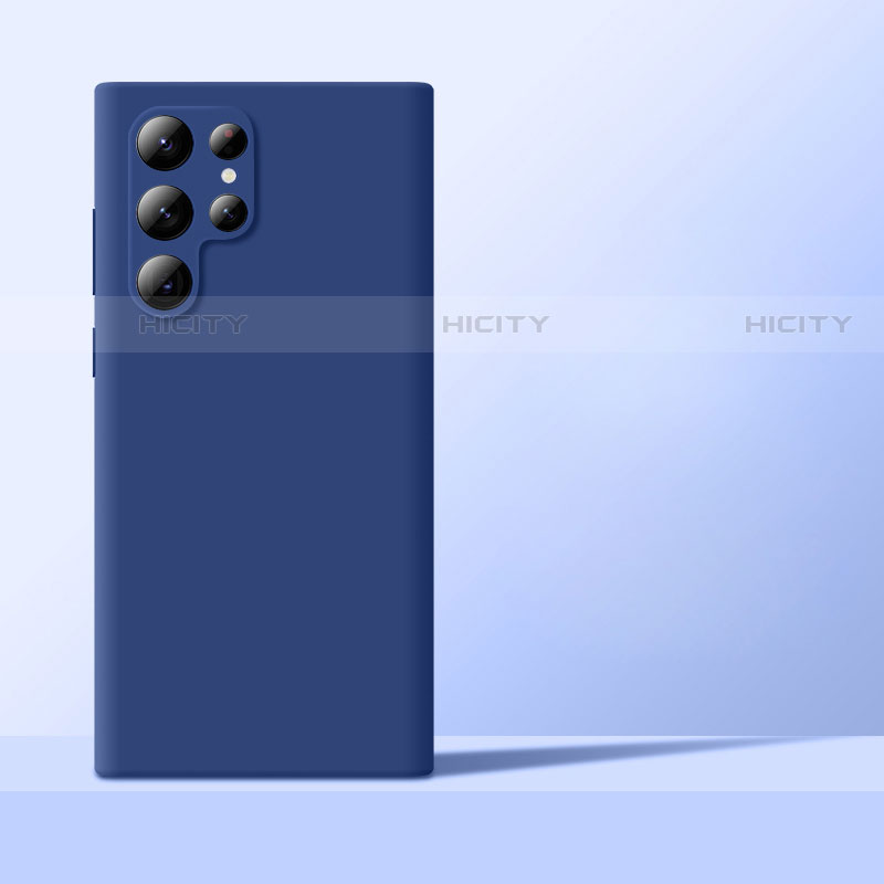 Silikon Hülle Handyhülle Ultra Dünn Schutzhülle Flexible 360 Grad Ganzkörper Tasche D01 für Samsung Galaxy S22 Ultra 5G Blau
