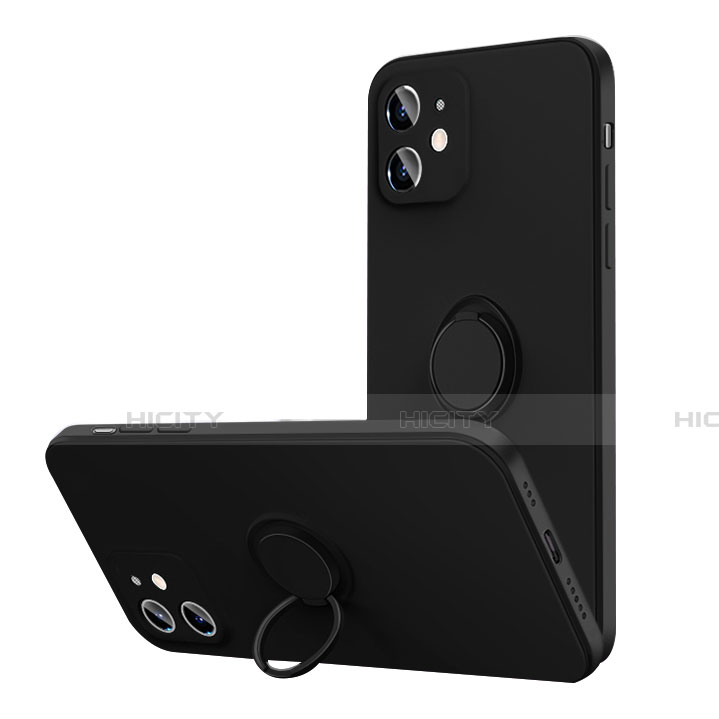 Silikon Hülle Handyhülle Ultra Dünn Schutzhülle Flexible Tasche Silikon mit Magnetisch Fingerring Ständer N01 für Apple iPhone 12 groß