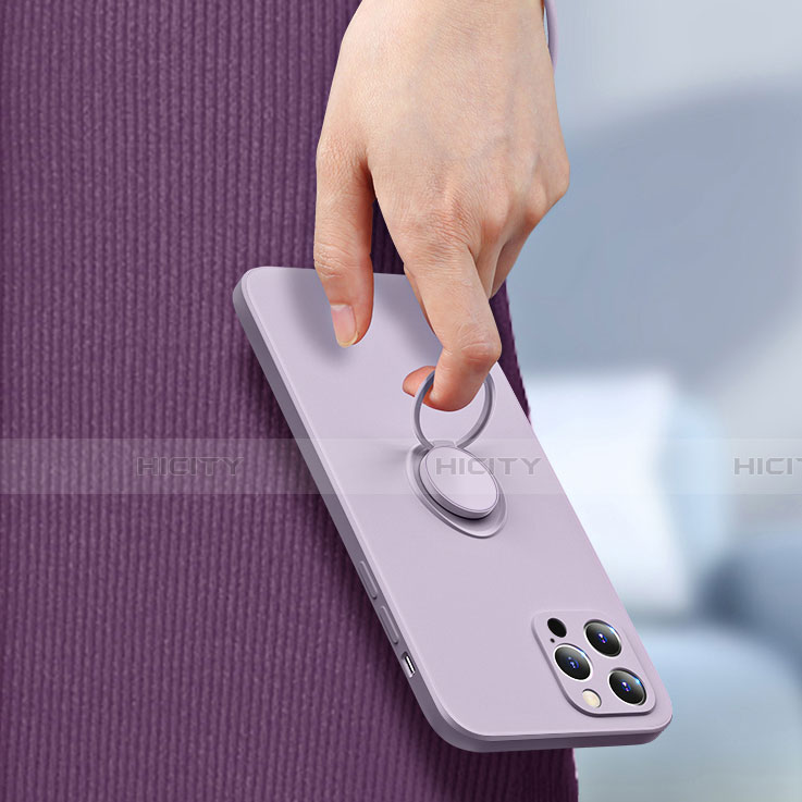 Silikon Hülle Handyhülle Ultra Dünn Schutzhülle Flexible Tasche Silikon mit Magnetisch Fingerring Ständer N01 für Apple iPhone 12 Pro
