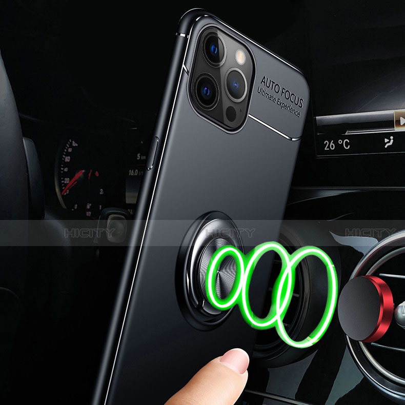 Silikon Hülle Handyhülle Ultra Dünn Schutzhülle Flexible Tasche Silikon mit Magnetisch Fingerring Ständer N03 für Apple iPhone 12 Pro Max groß