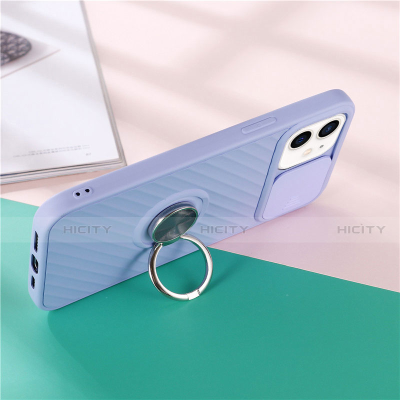 Silikon Hülle Handyhülle Ultra Dünn Schutzhülle Flexible Tasche Silikon mit Magnetisch Fingerring Ständer T01 für Apple iPhone 12 groß