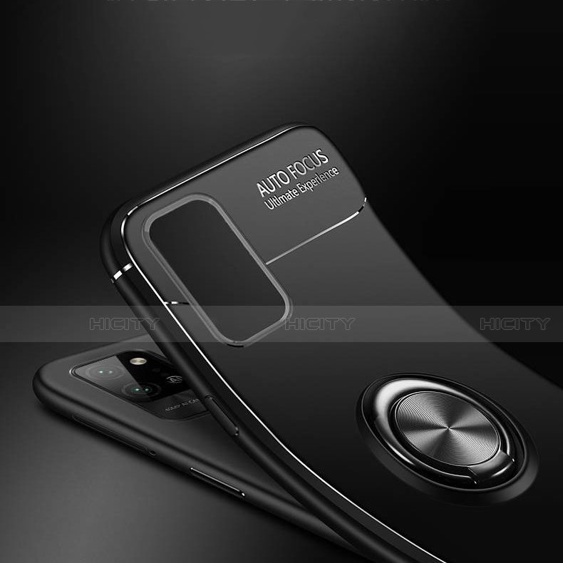 Silikon Hülle Handyhülle Ultra Dünn Schutzhülle Flexible Tasche Silikon mit Magnetisch Fingerring Ständer T01 für Huawei Honor Play4 Pro 5G groß