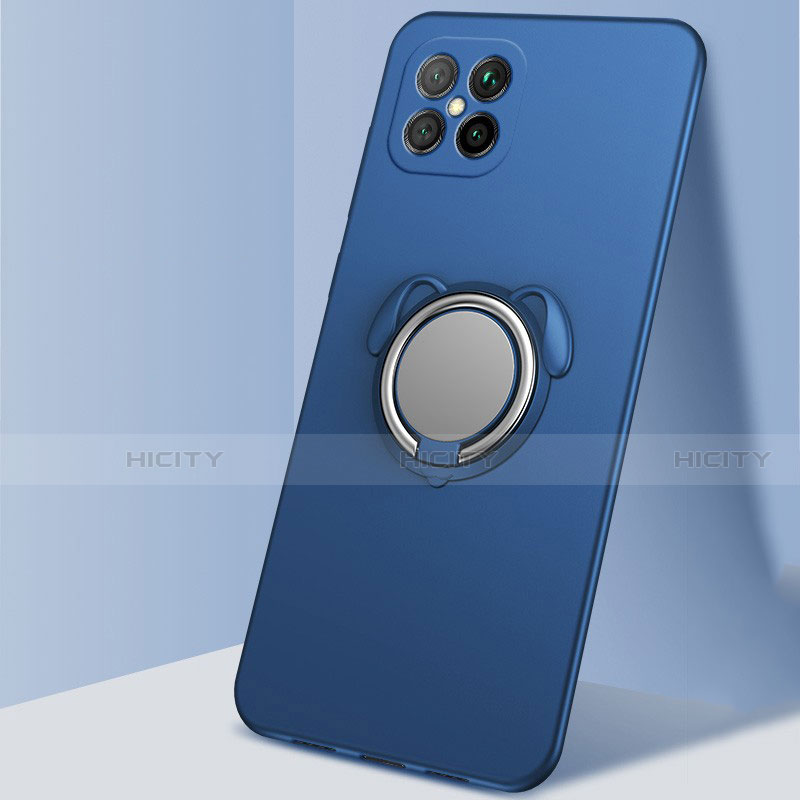 Silikon Hülle Handyhülle Ultra Dünn Schutzhülle Flexible Tasche Silikon mit Magnetisch Fingerring Ständer T01 für Huawei Nova 8 SE 5G Blau