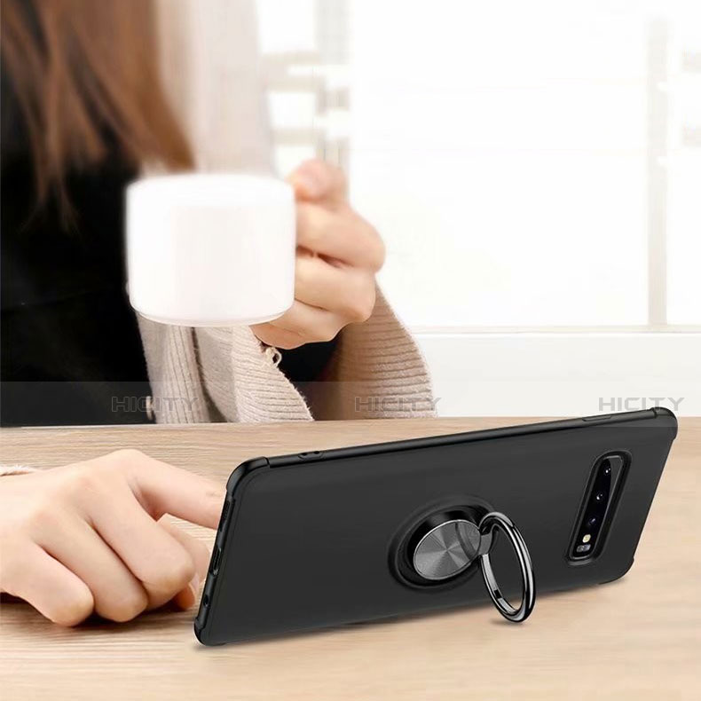 Silikon Hülle Handyhülle Ultra Dünn Schutzhülle Flexible Tasche Silikon mit Magnetisch Fingerring Ständer T01 für Samsung Galaxy S10 5G