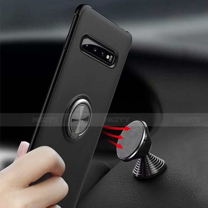 Silikon Hülle Handyhülle Ultra Dünn Schutzhülle Flexible Tasche Silikon mit Magnetisch Fingerring Ständer T01 für Samsung Galaxy S10 5G