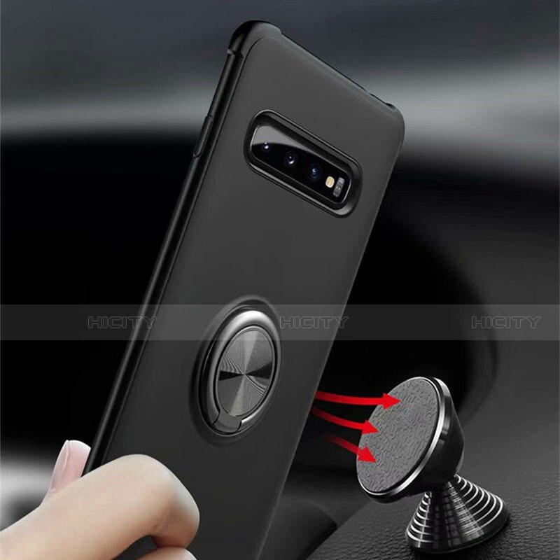 Silikon Hülle Handyhülle Ultra Dünn Schutzhülle Flexible Tasche Silikon mit Magnetisch Fingerring Ständer T01 für Samsung Galaxy S10 Plus