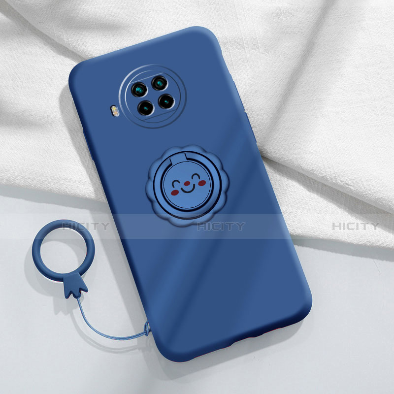 Silikon Hülle Handyhülle Ultra Dünn Schutzhülle Flexible Tasche Silikon mit Magnetisch Fingerring Ständer T01 für Xiaomi Mi 10T Lite 5G Blau