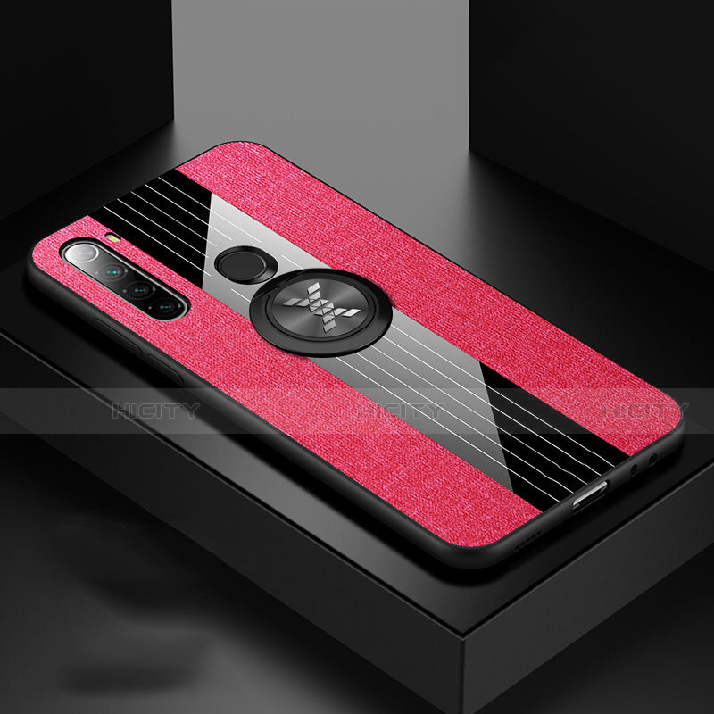 Silikon Hülle Handyhülle Ultra Dünn Schutzhülle Flexible Tasche Silikon mit Magnetisch Fingerring Ständer T01 für Xiaomi Redmi Note 8 Rot